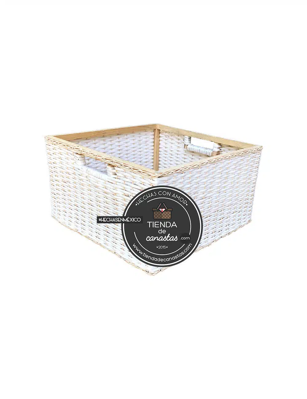 Cajón Cuadrado Bajo de Mimbre Grande x Tienda de Canastas