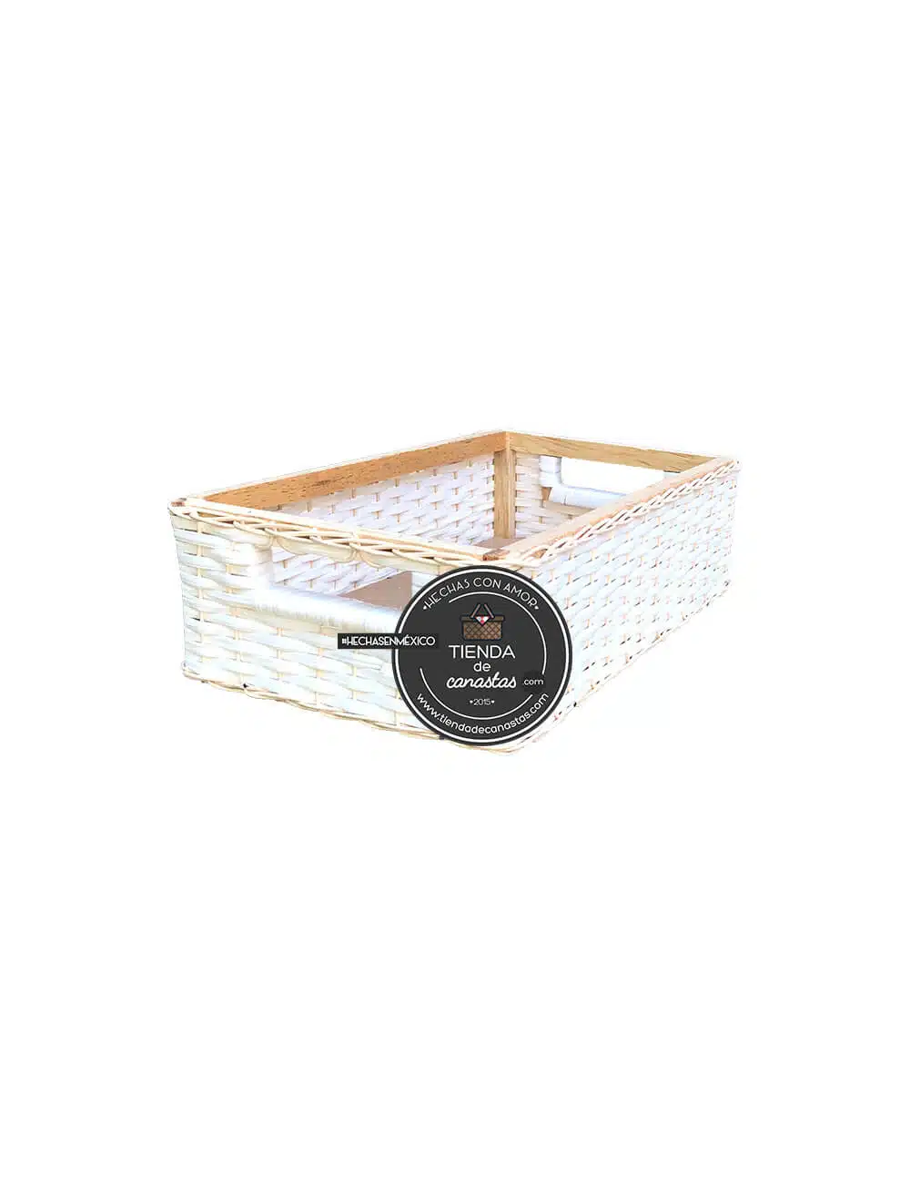 Cajón Rectangular Bajo de Mimbre Chico x Tienda de Canastas
