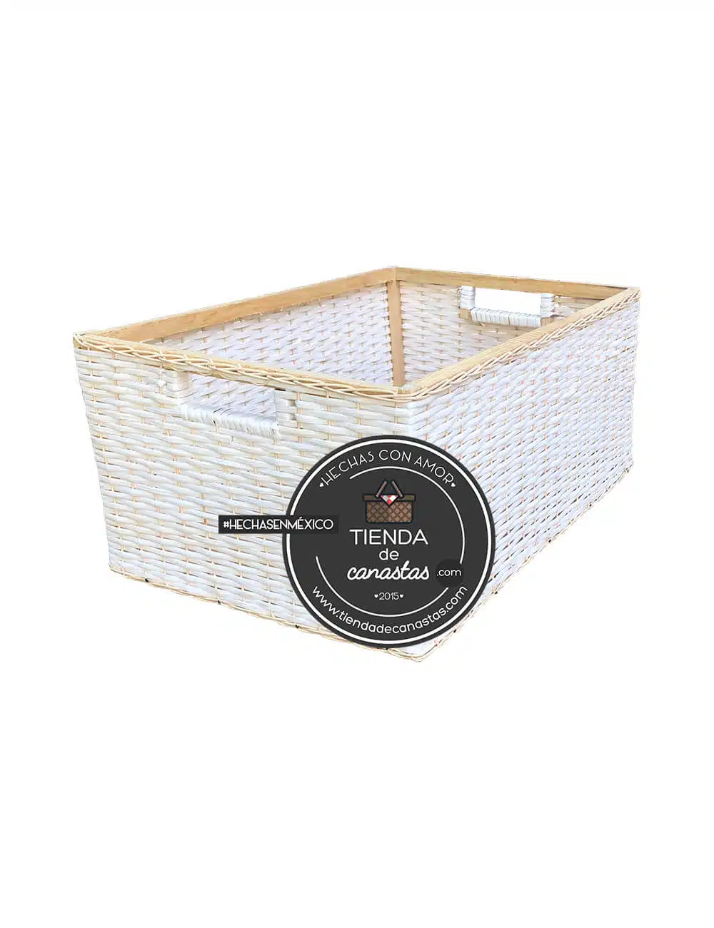 Cajón Rectangular Bajo de Mimbre Grande x Tienda de Canastas