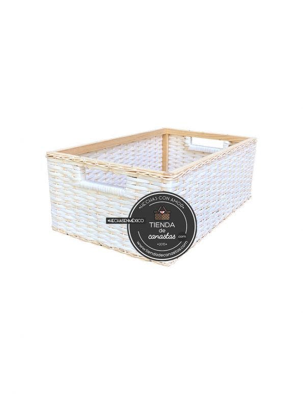 Cajón Rectangular Bajo de Mimbre Mediano x Tienda de Canastas