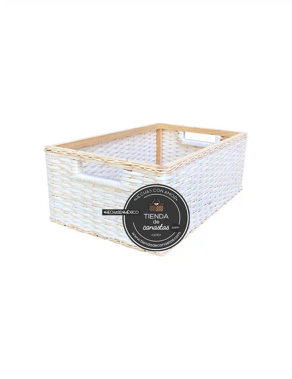 Cajón Rectangular Bajo de Mimbre Mediano x Tienda de Canastas
