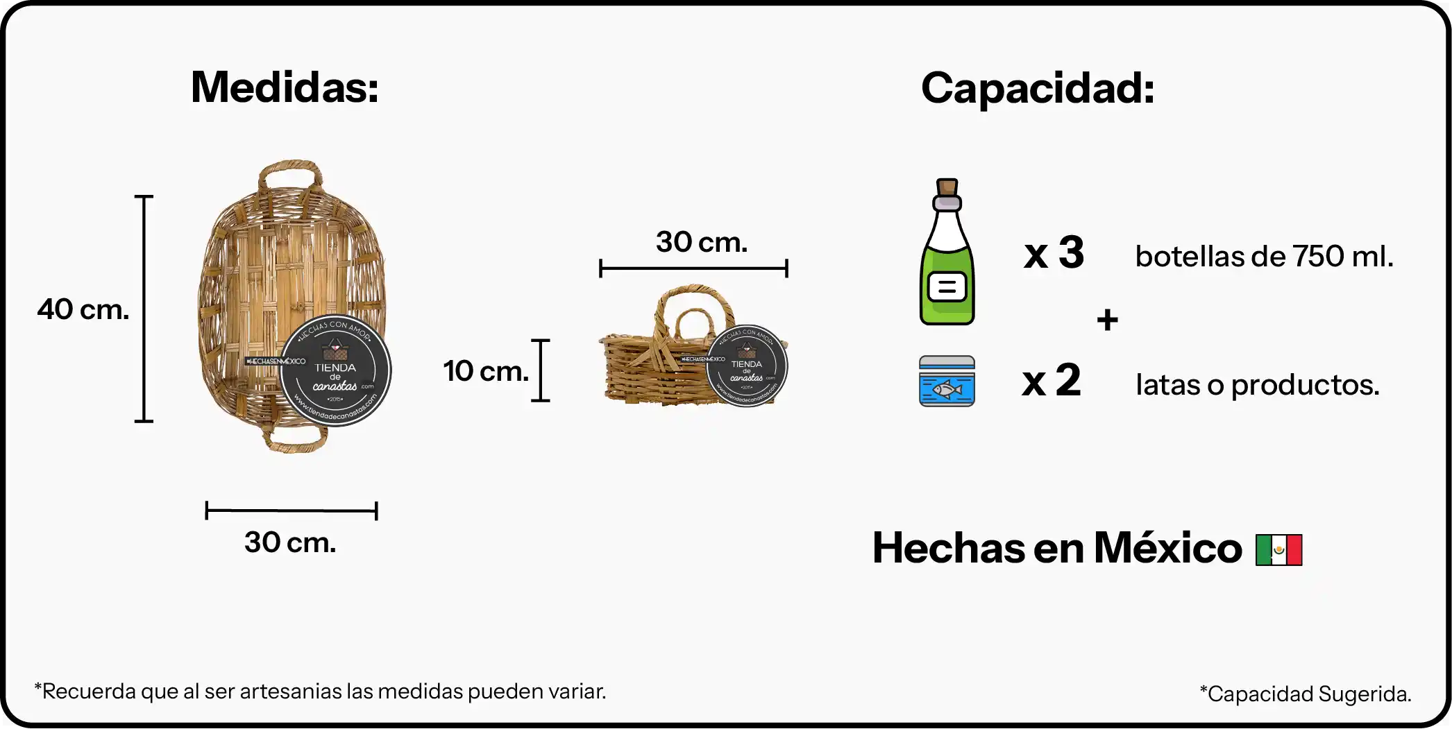 Medidas Charola Sencilla de Carrizo Horneado Grande x Tienda de Canastas