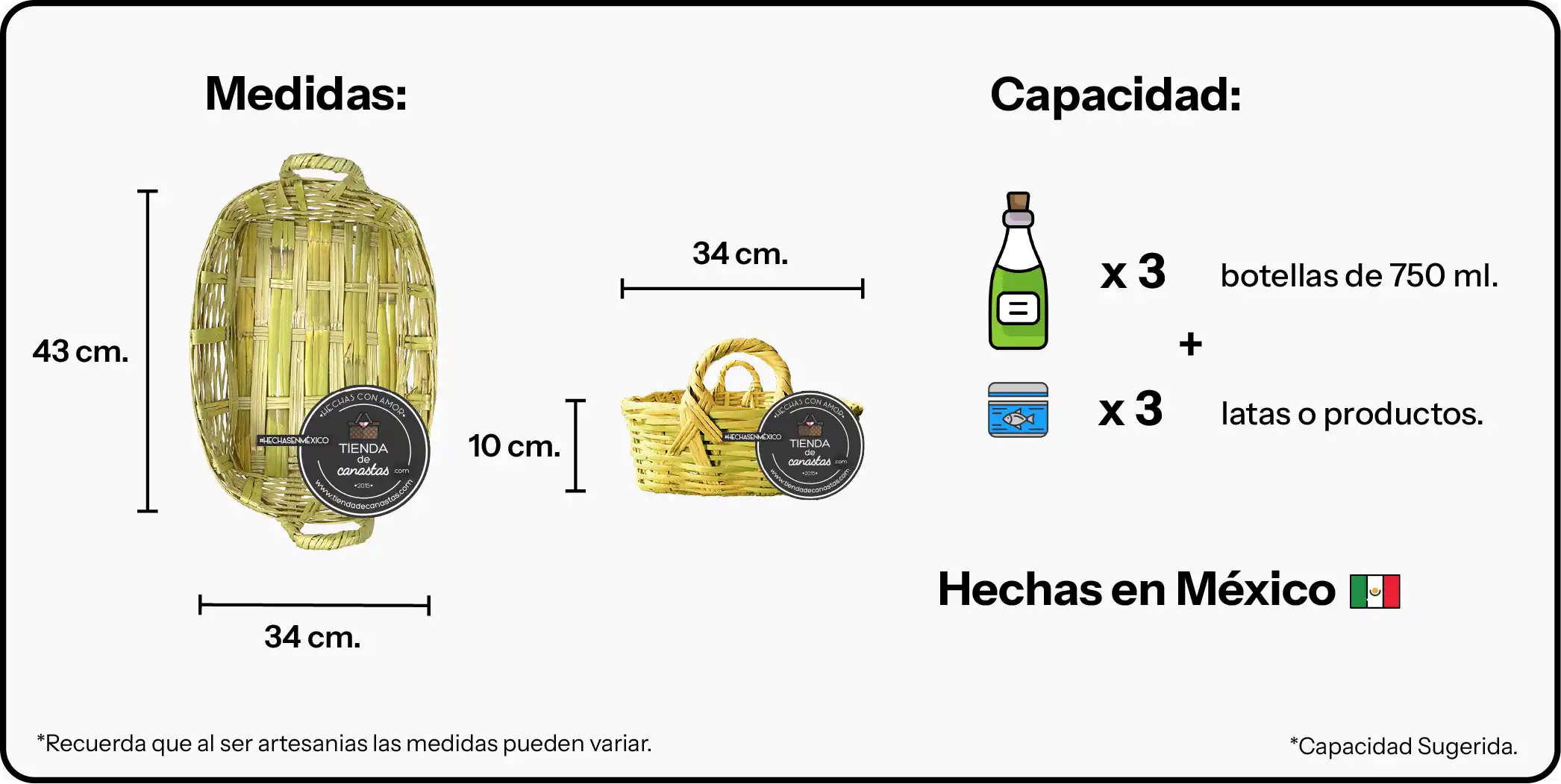 Medidas Charola Sencilla de Carrizo Grande x Tienda de Canastas