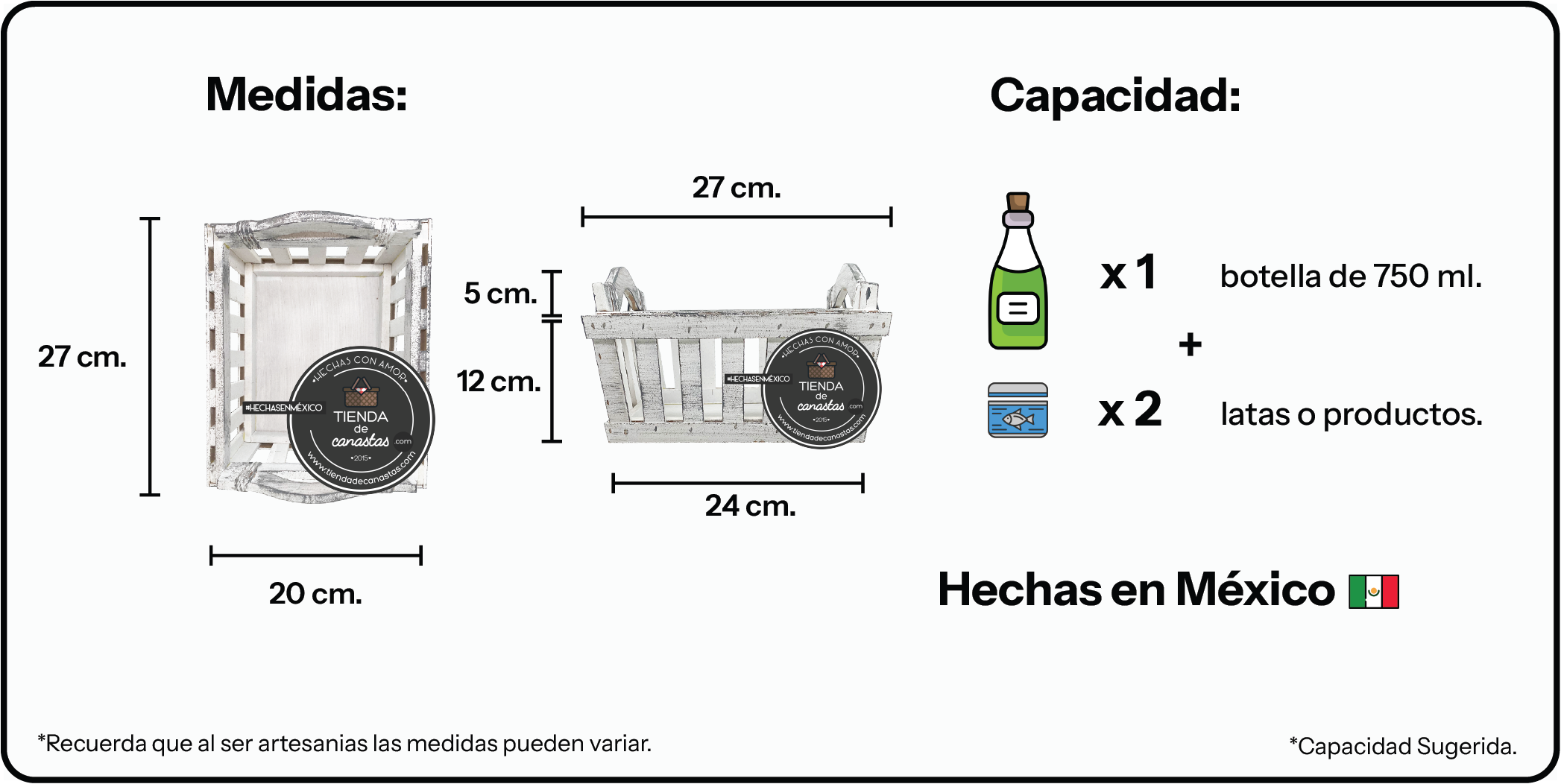 Medidas Caja Vintage x Tienda de Canastas
