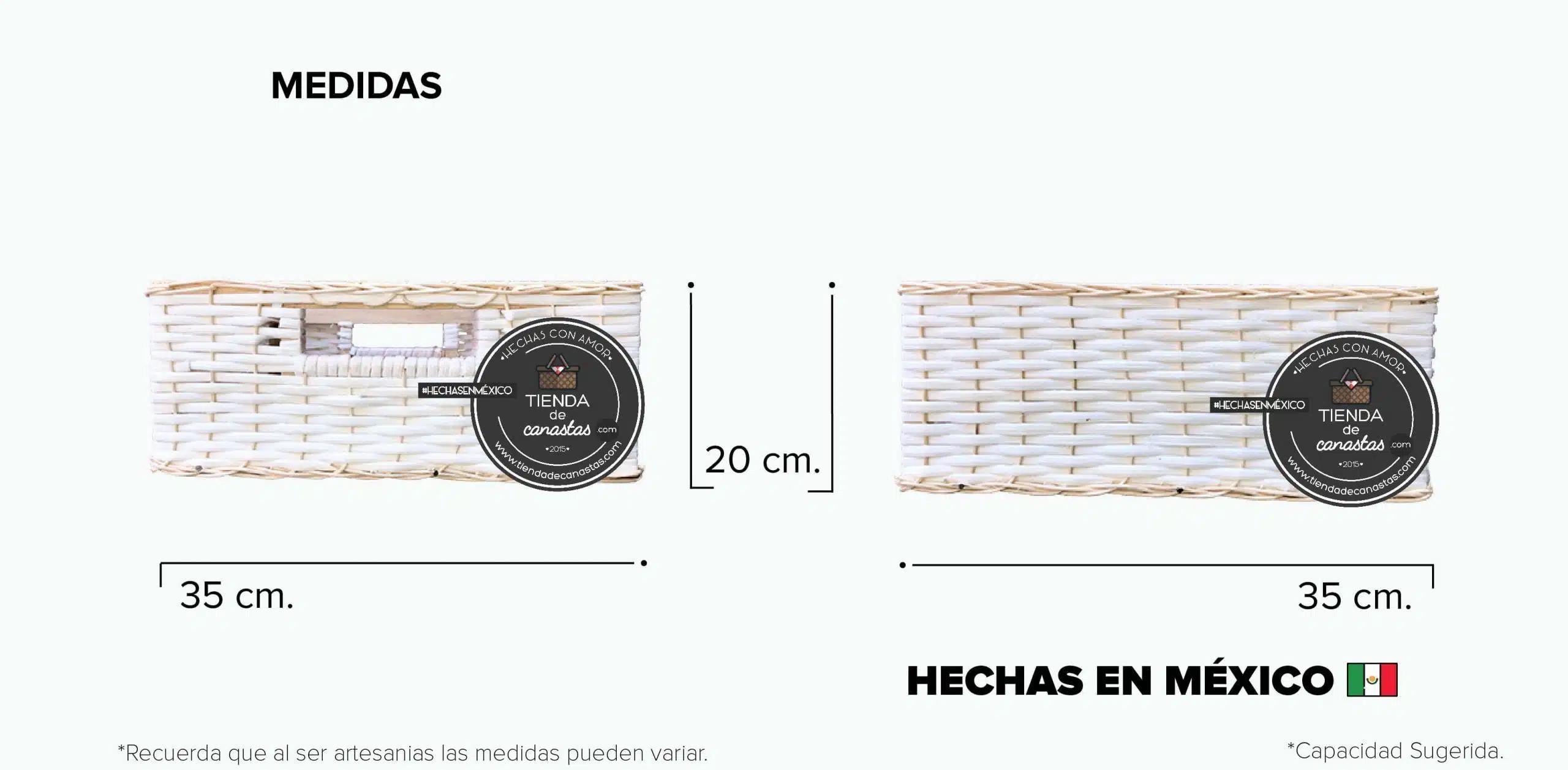 Medidas Cajón Cuadrado Bajo de Mimbre Grande x Tienda de Canastas