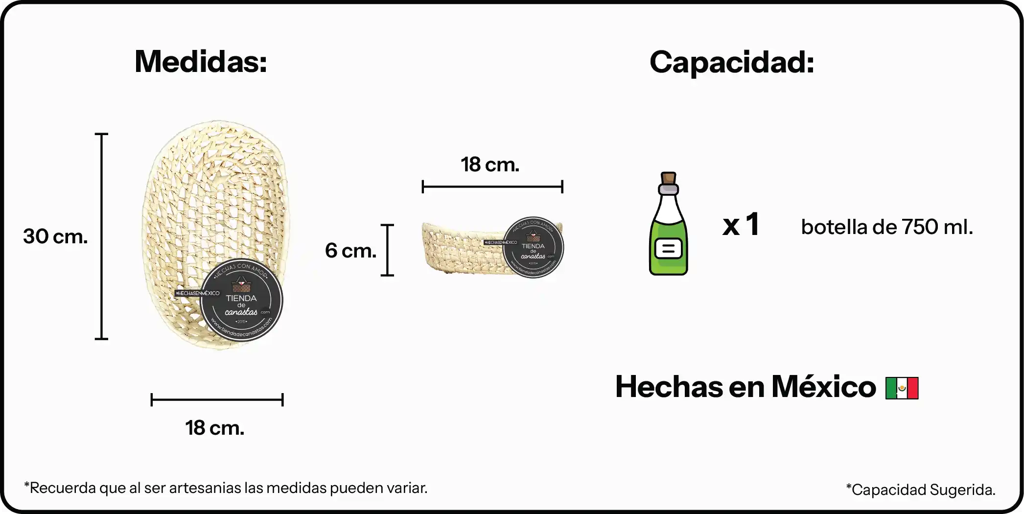 Medidas Charola Botellera Ferts x Tienda de Canastas
