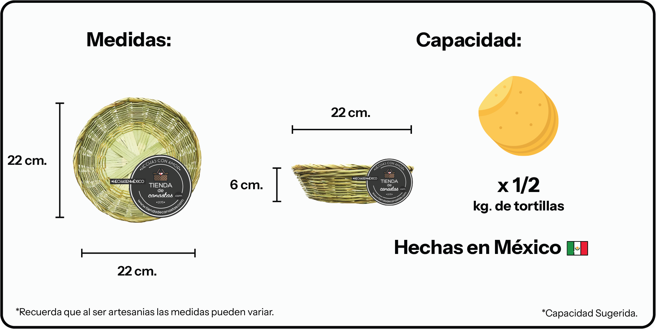 Medidas Plato de Carrizo x Tienda de Canastas