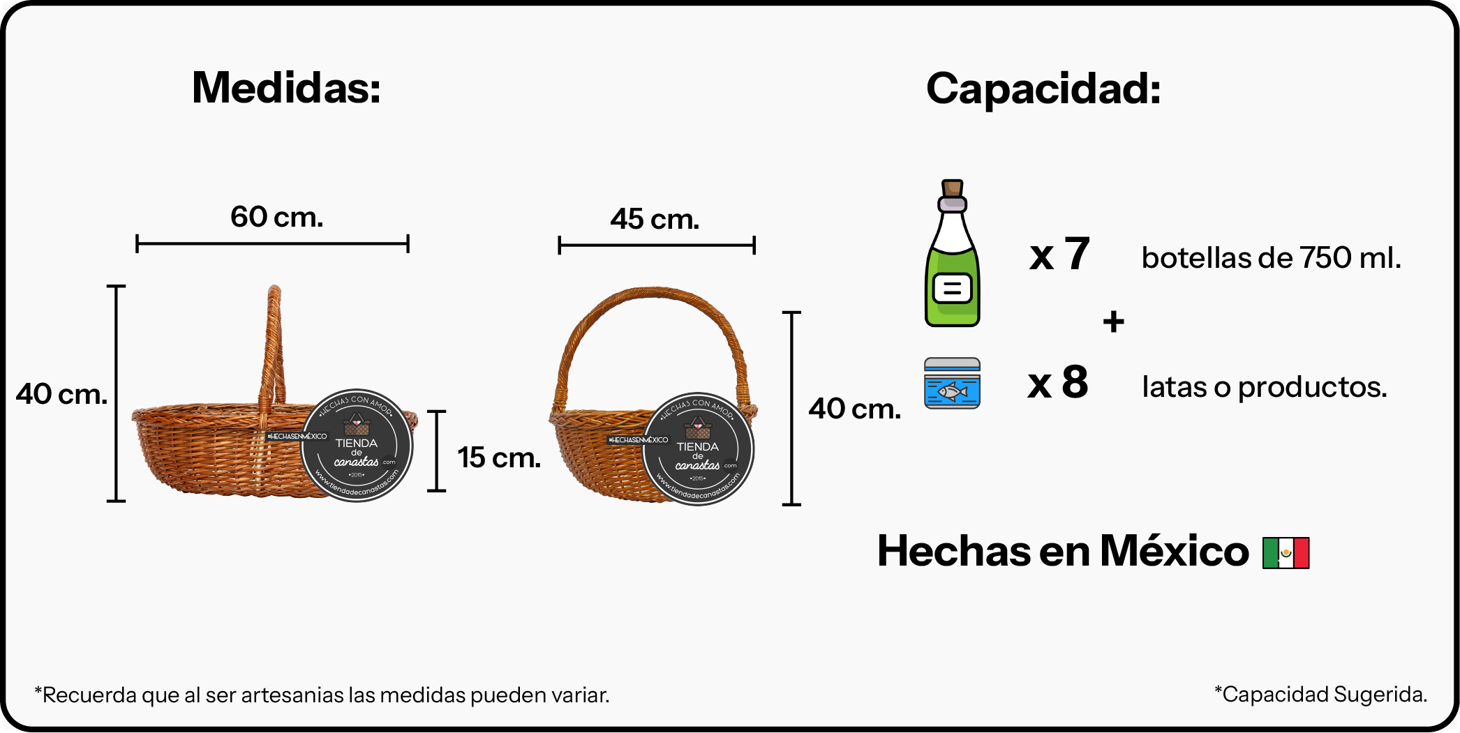 Medidas Canasta Shell Portuguesa Grande x Tienda de Canastas