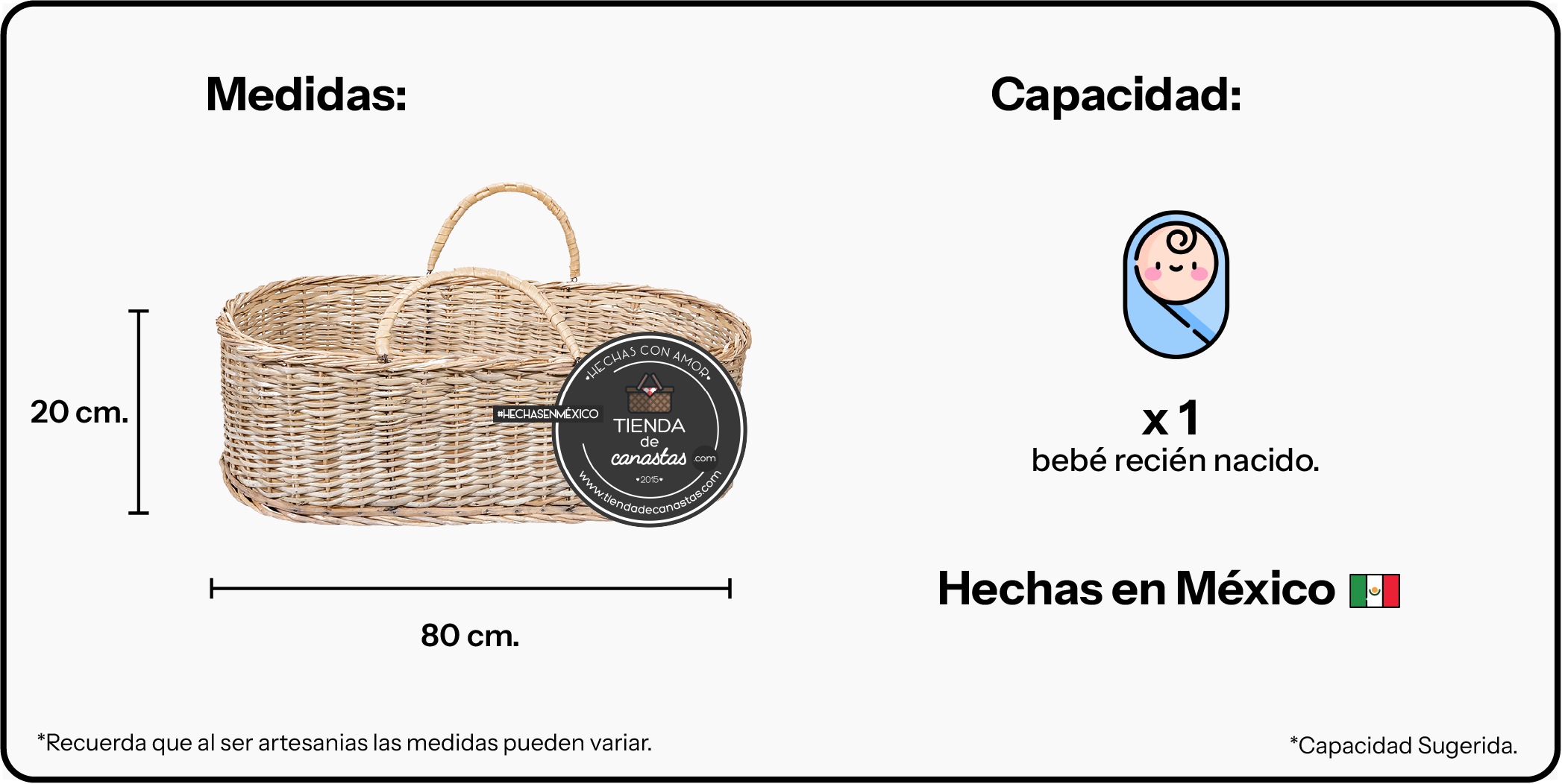 Medidas Medida Cuna Vara x Tienda de Canastas