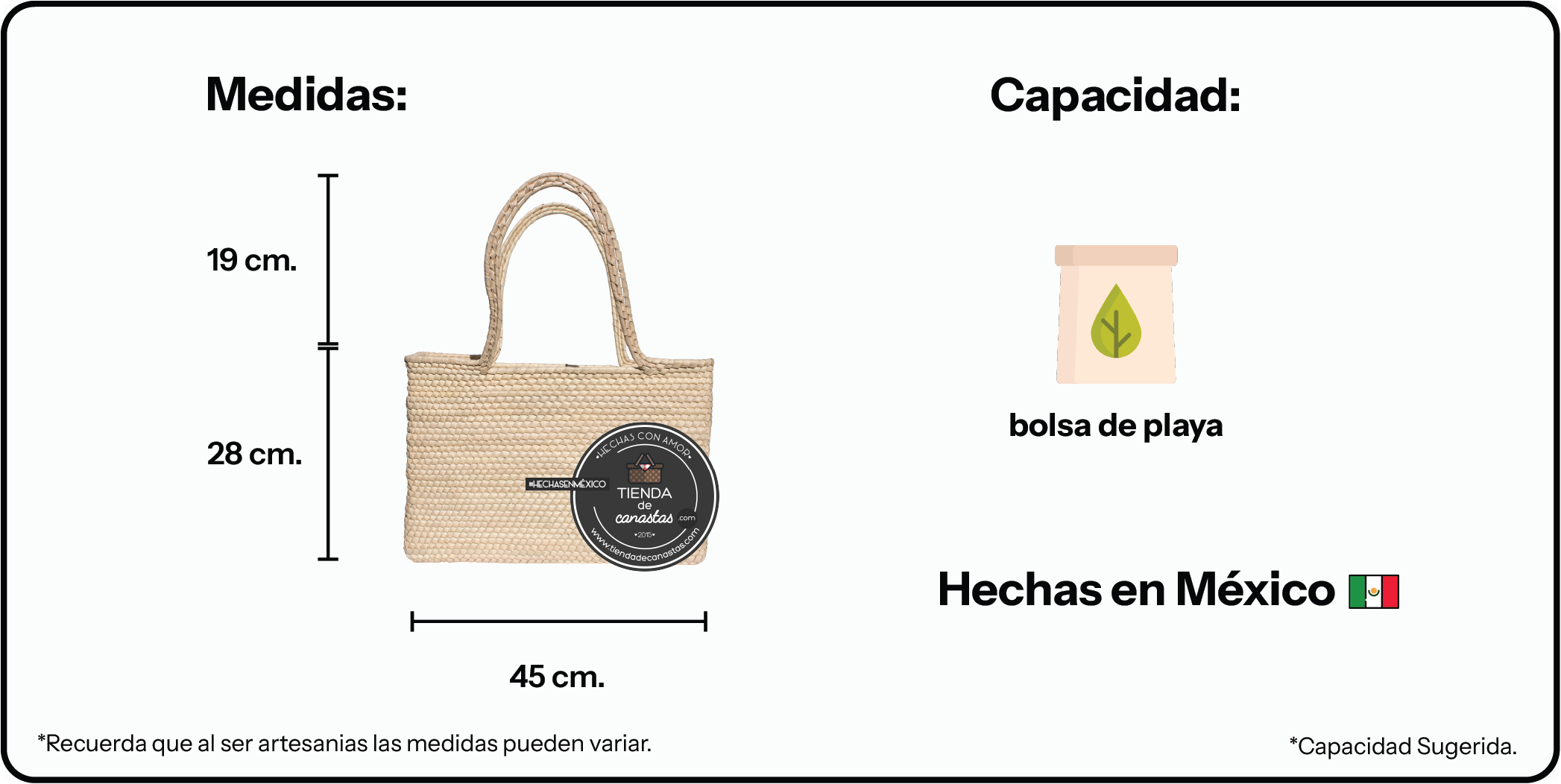 Medidas Bolsa Conde Grande x Tienda de Canastas