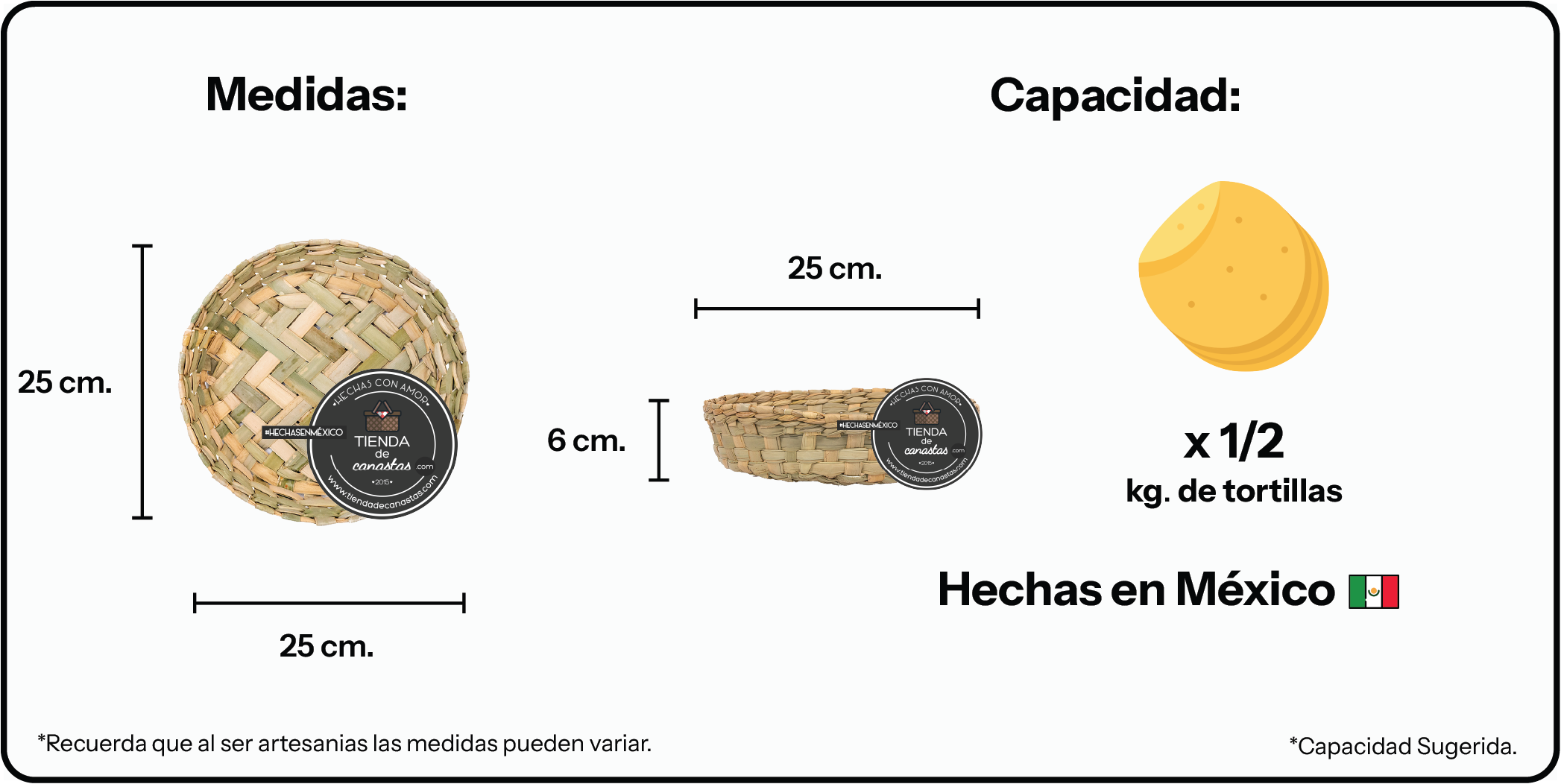 Medidas Medidas Plato de Tule Grande x Tienda de Canastas