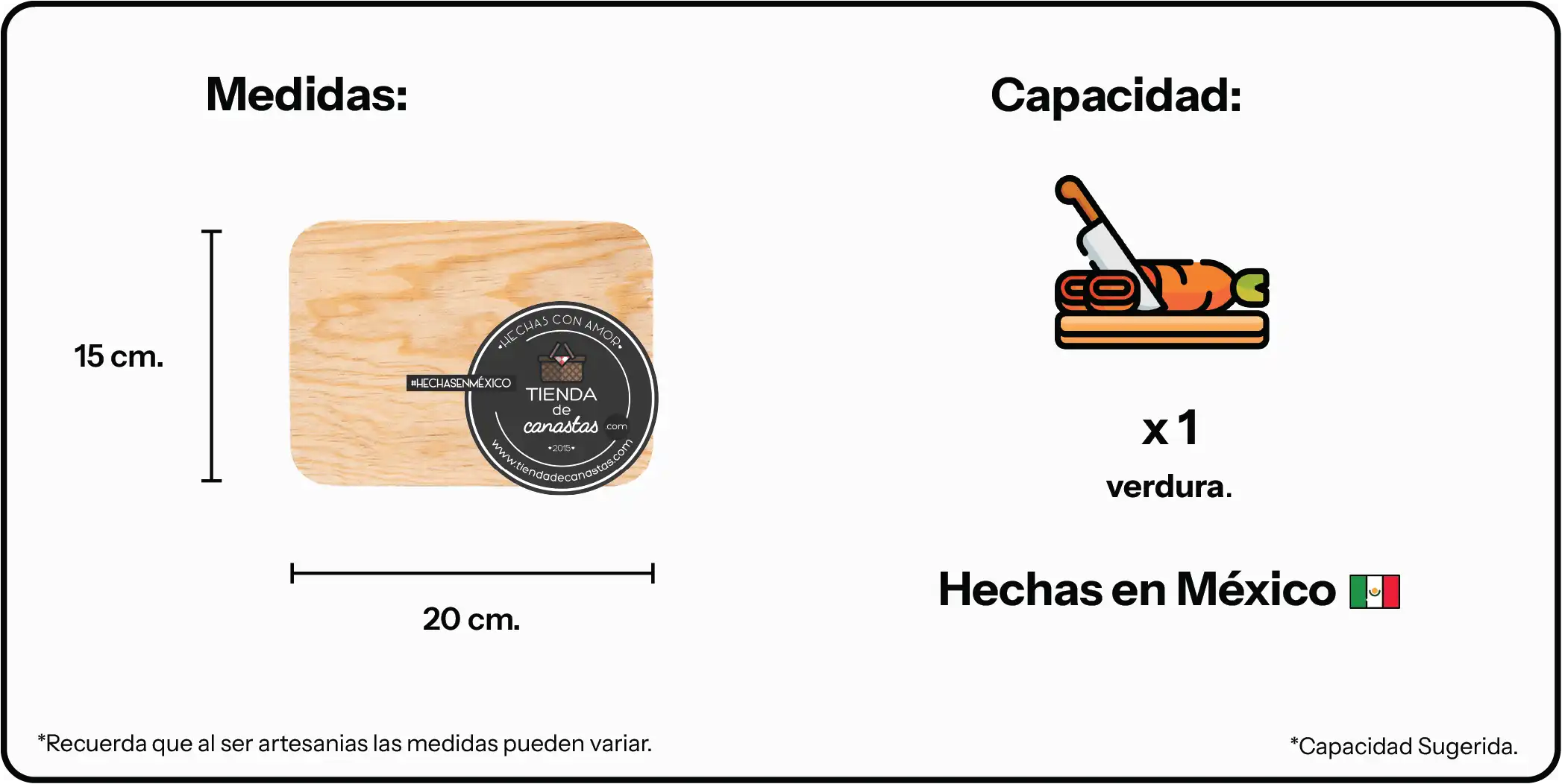 Medidas Tabla Para Picar x Tienda de Canastas