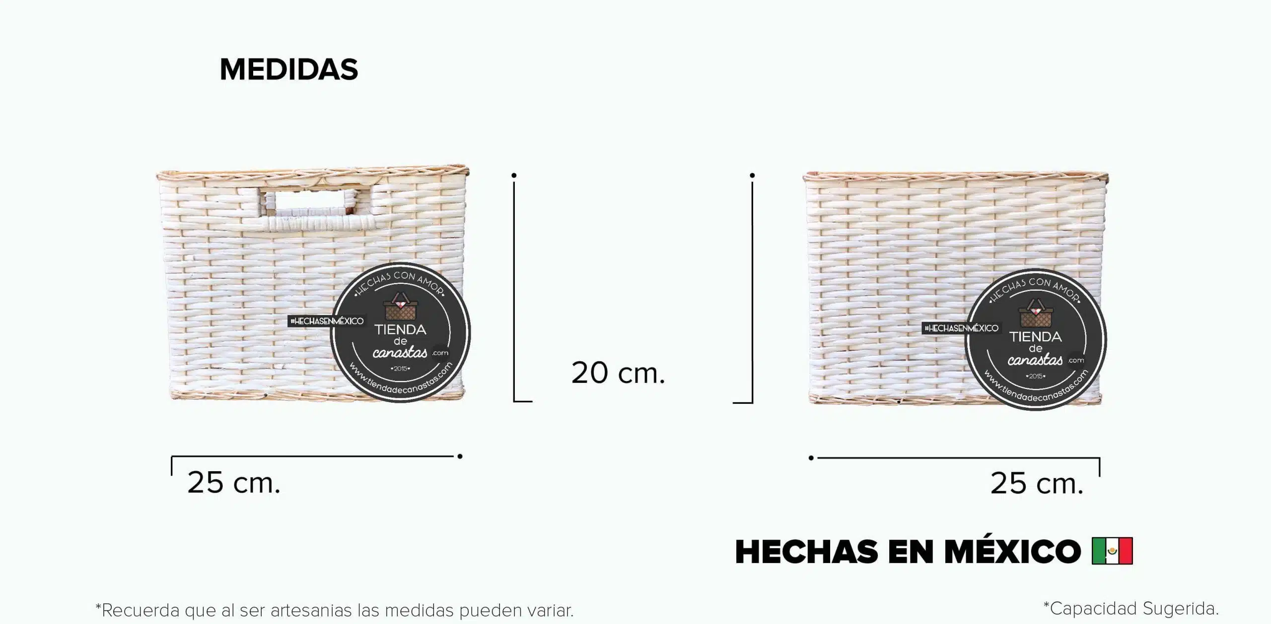 Medidas Cajón Cuadrado Alto de Mimbre Chico x Tienda de Canastas