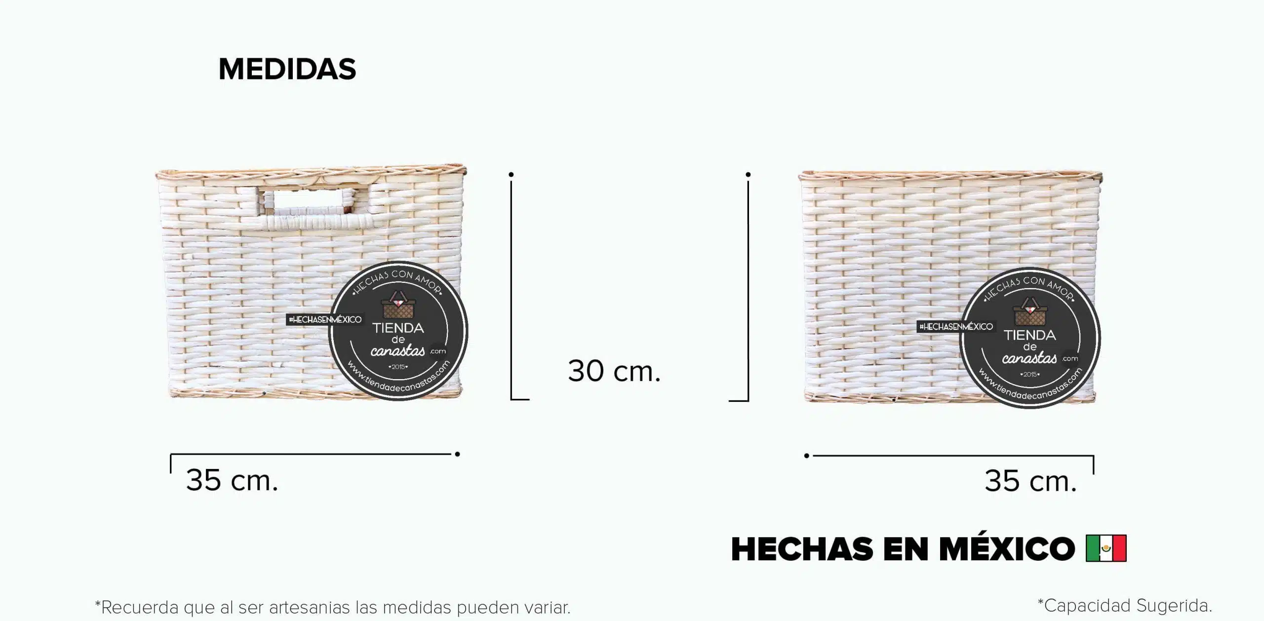 Medidas Cajón Cuadrado Alto de Mimbre Grande x Tienda de Canastas