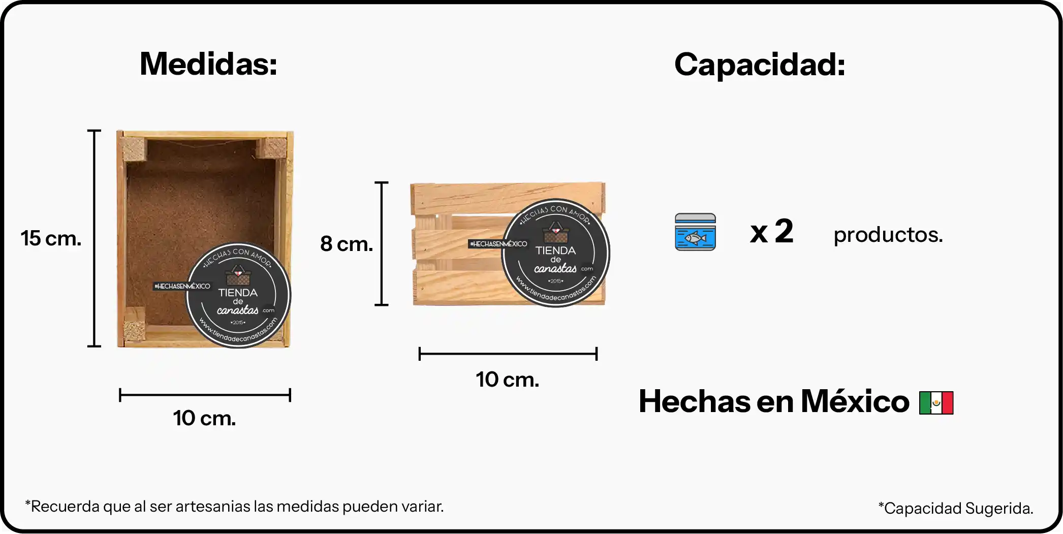 Huacal de Madera 15 x 10 cm x Tienda de Canastas