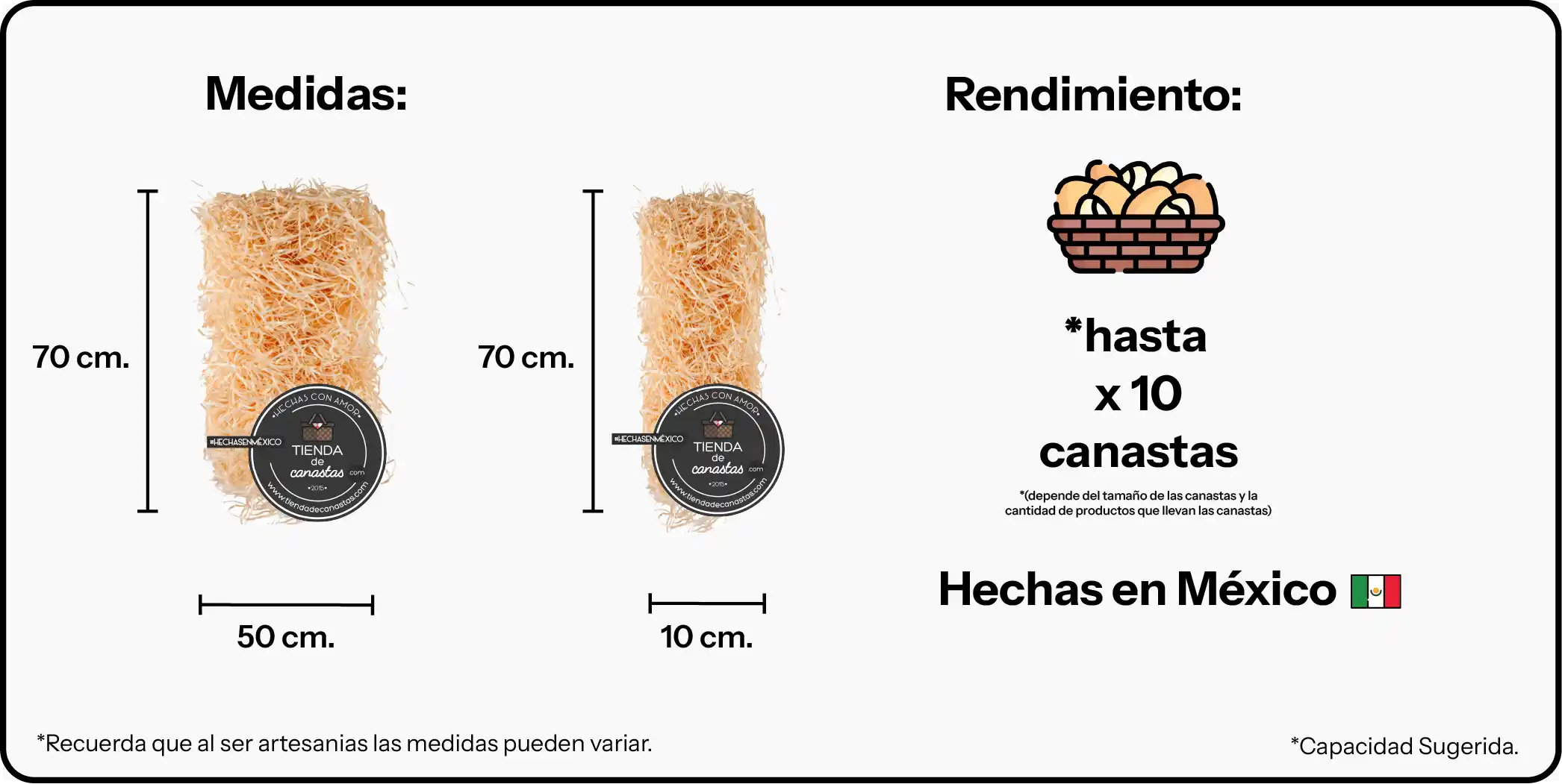 Medidas Bolsa de Viruta para 10 Artículos x Tienda de Canastas
