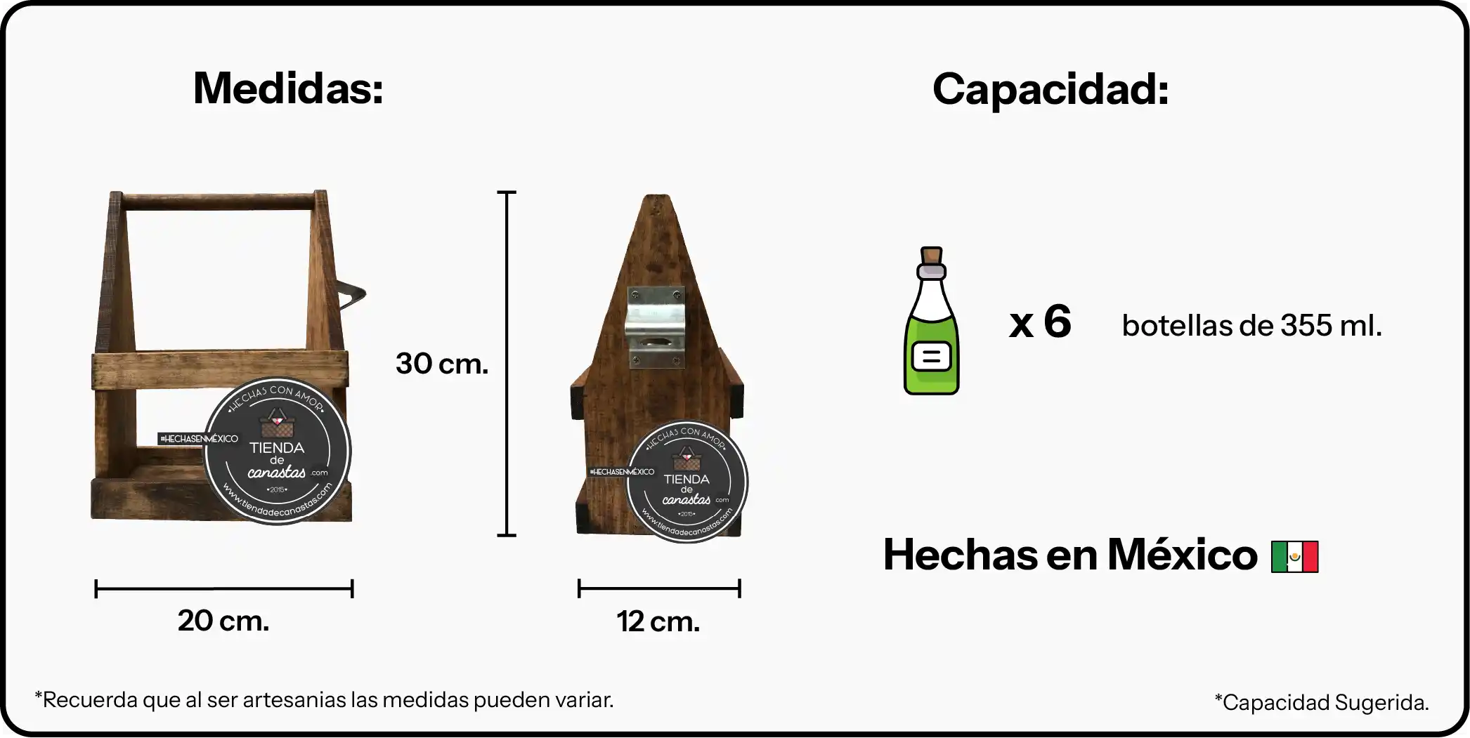 Medidas Porta Cervezas Braun x Tienda de Canastas