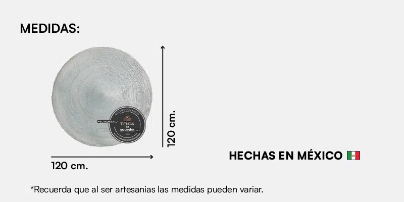 Medida Tapete de Palma Redondo Gris