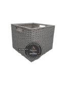 Cajón Cuadrado Alto de Mimbre Mediano Gris x Tienda de Canastas