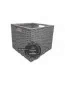 Cajón Cuadrado Alto de Mimbre Mediano Gris x Tienda de Canastas