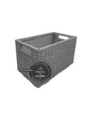 Cajón Rectangular Alto de Mimbre Chico Gris x Tienda de Canastas