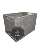 Cajón Rectangular Alto de Mimbre Grande Gris x Tienda de Canastas