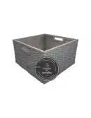 Cajón Cuadrado Bajo de Mimbre Grande Gris x Tienda de Canastas