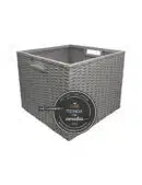 Cajón Cuadrado Alto de Mimbre Grande Gris x Tienda de Canastas