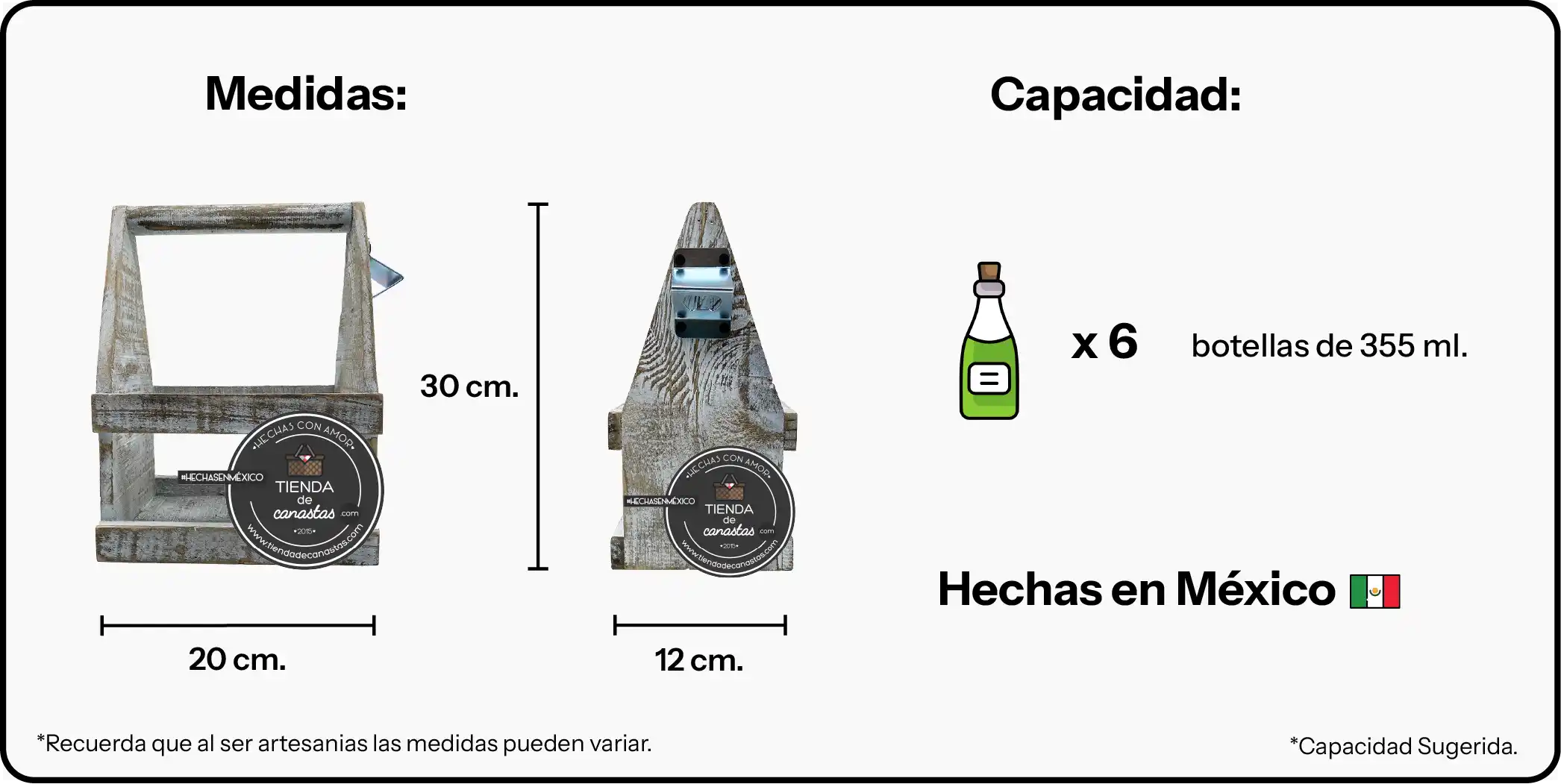 Medidas Porta Cervezas Vintage x Tienda de Canastas