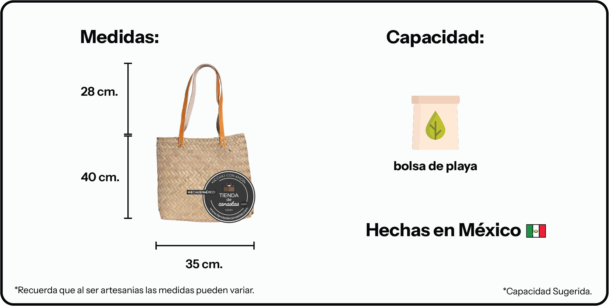 Medidas Bolsa Penélope x Tienda de Canastas