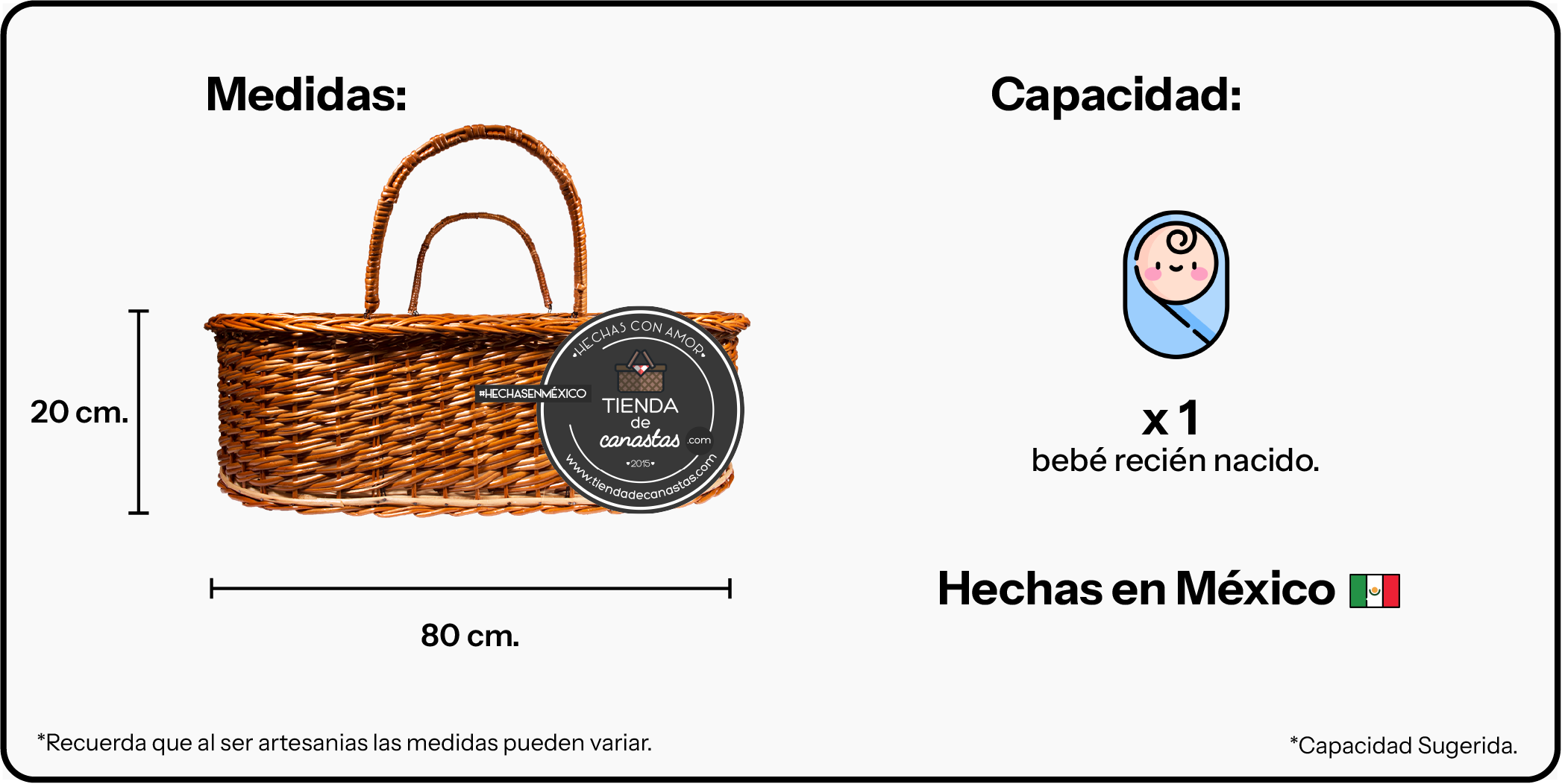 Medidas Cuna de Vara Portuguesa x Tienda de Canastas
