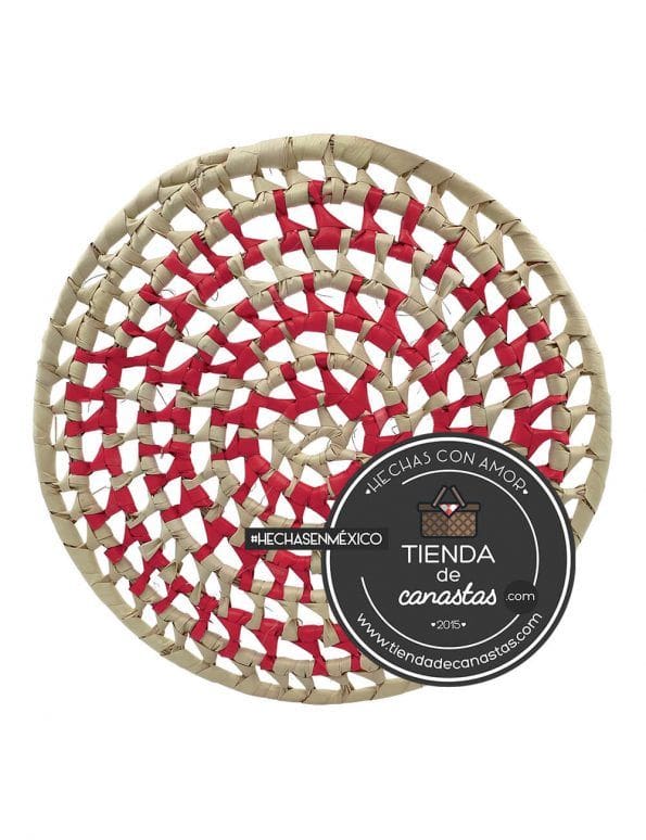 Bajo Plato de Palma Rojo x Tienda de Canastas