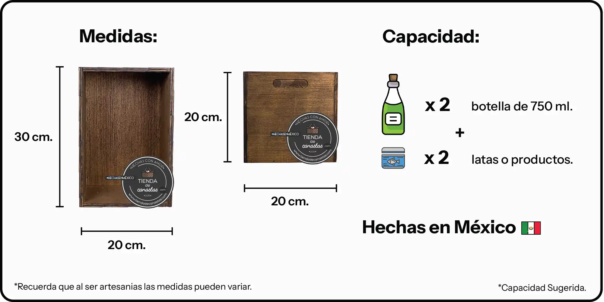 Medidas Cajón Braun x Tienda de Canastas