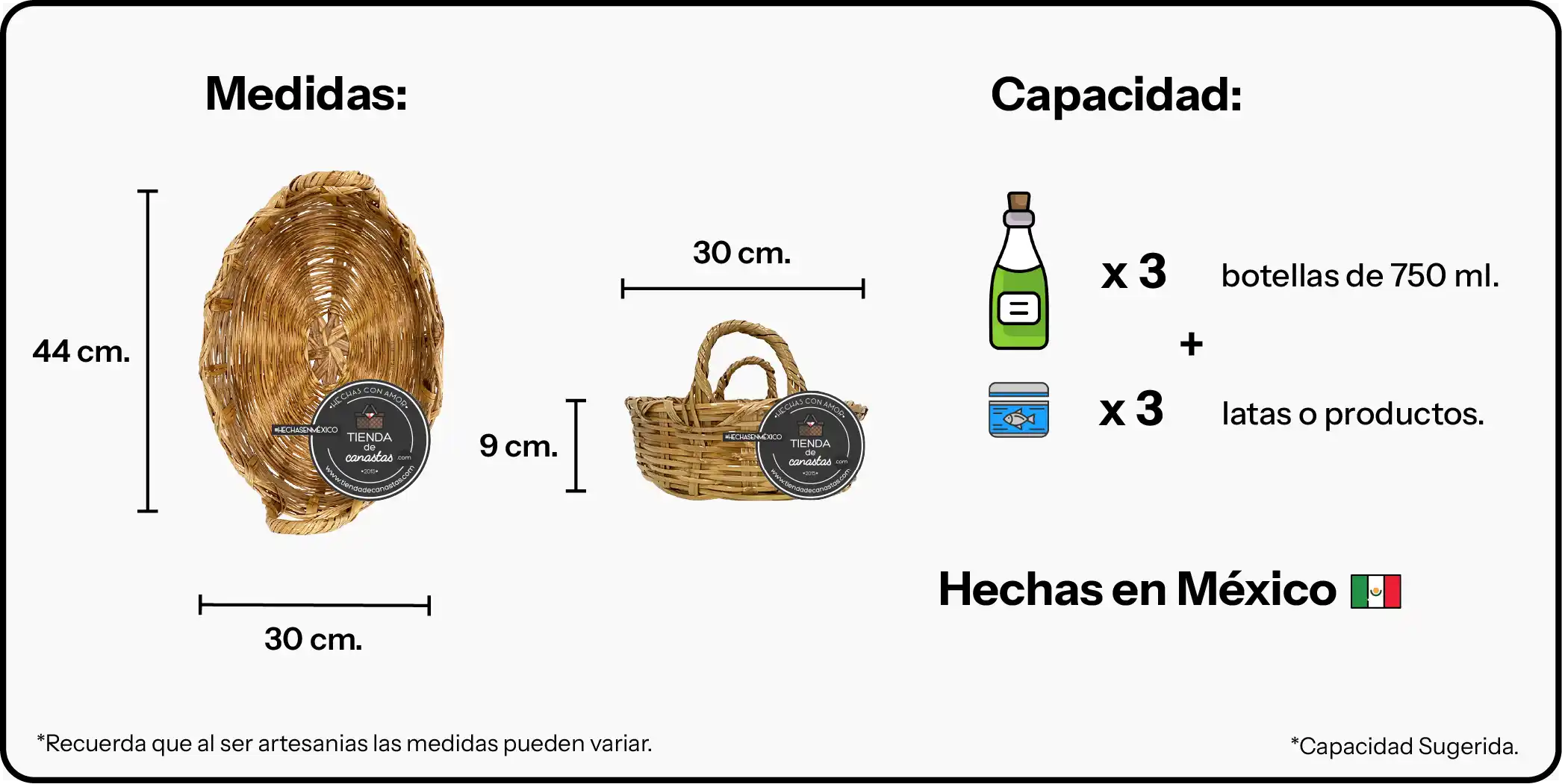 Medidas Charola Ovalada de Carrizo Mediana x Tienda de Canastas