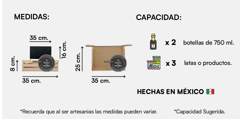 Medida Huacal con Pizarrón Mati Grande
25 x 35 cm.