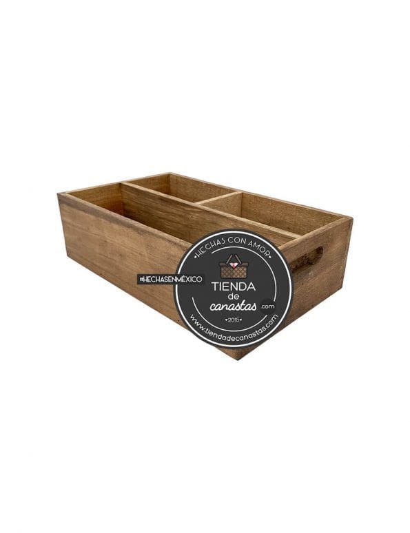 Caja de Madera Braun con 3 Divisiones x Tienda de Canastas