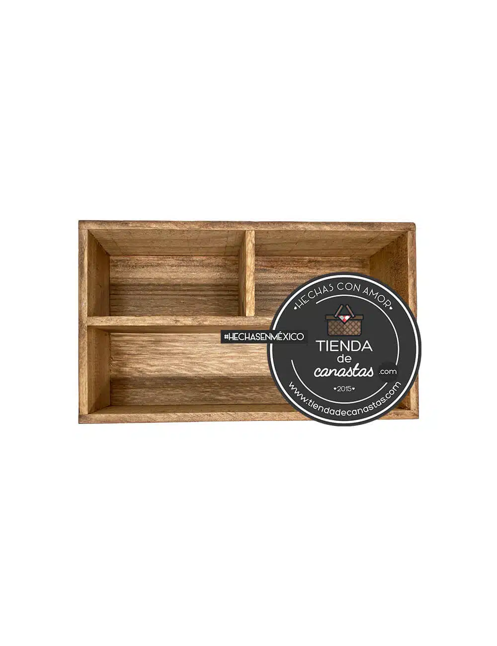 Caja de Madera Braun con 3 Divisiones Arriba x Tienda de Canastas