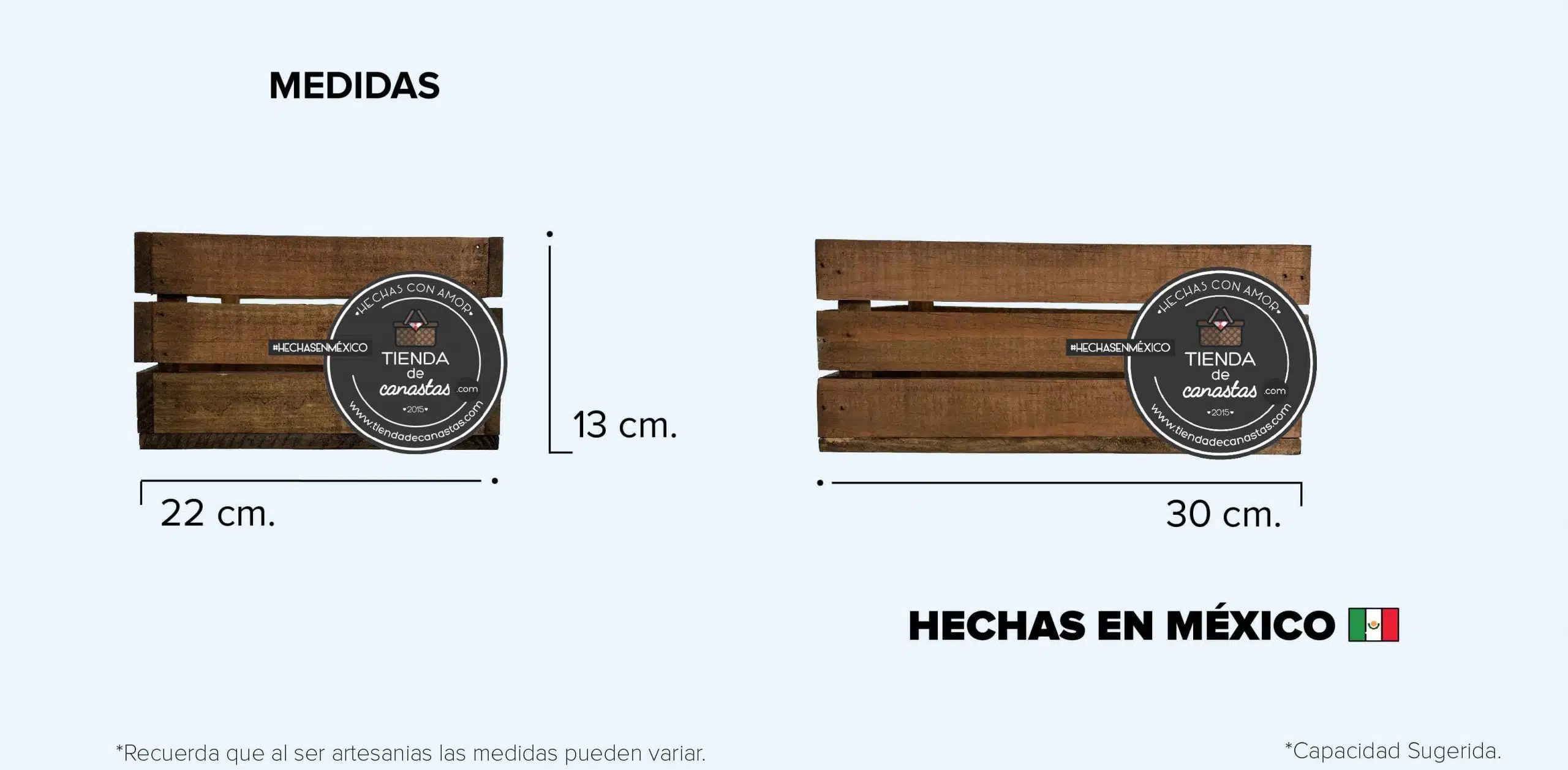 Huacal Braun 30 x 22 cm. Medidas x Tienda de Canastas