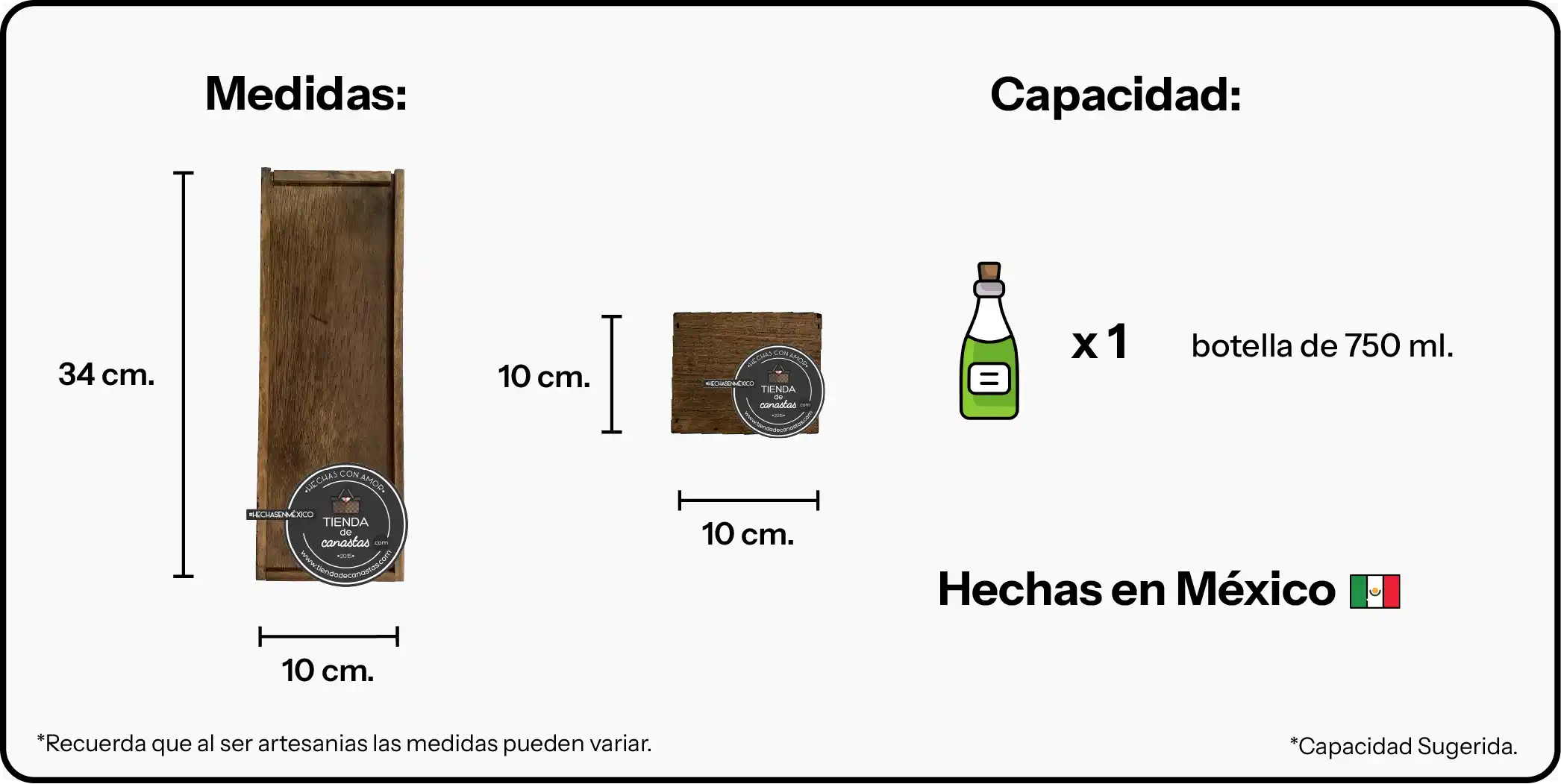 Medidas Botellera Braun con Tapa x Tienda de Canastas