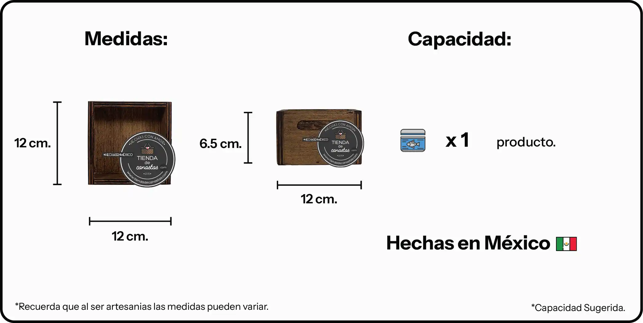 Medidas Caja Braun Cuadrada Mini x Tienda de Canastas