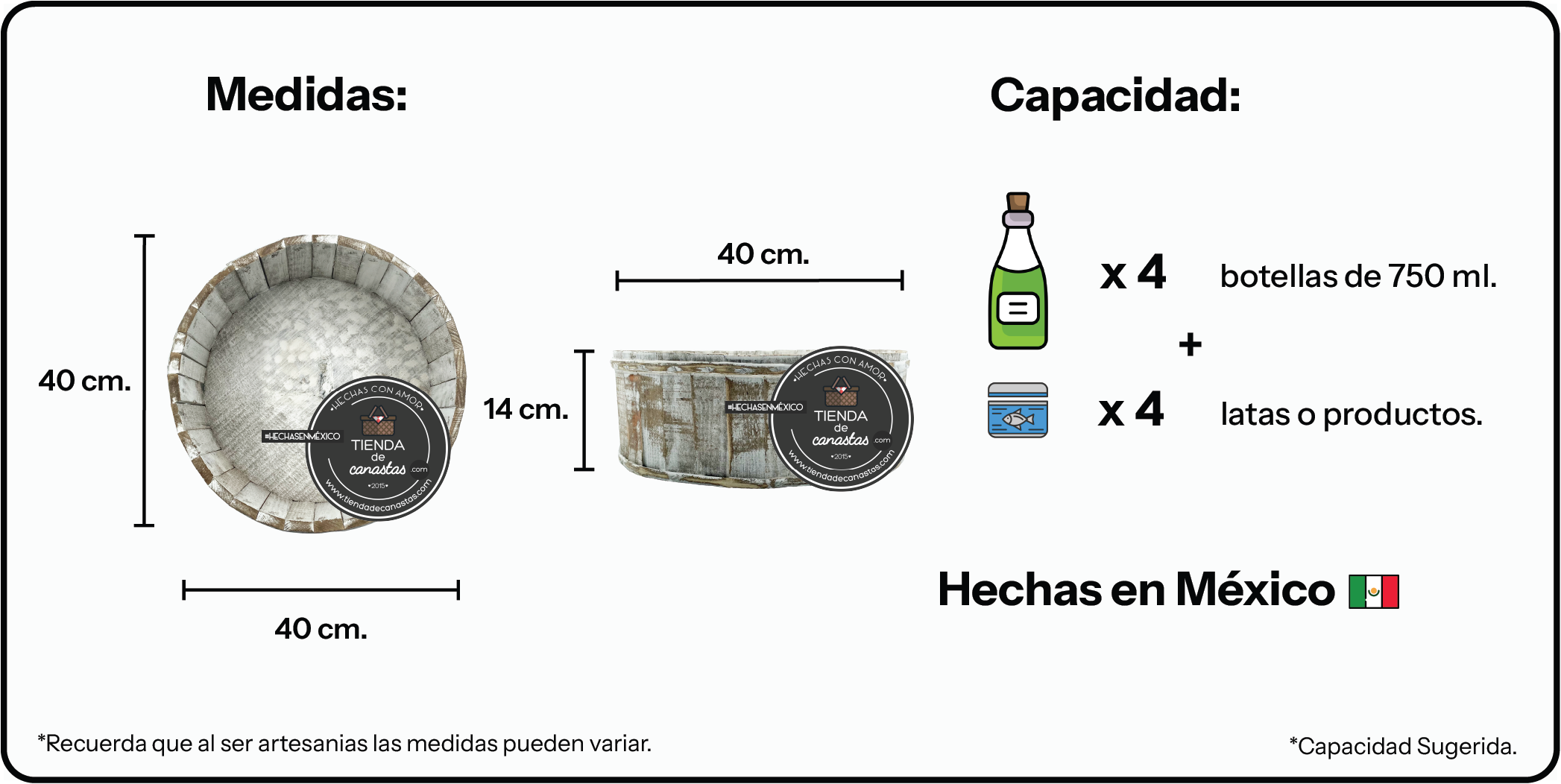 Medidas Redondel Vintage Grande x Tienda de Canastas