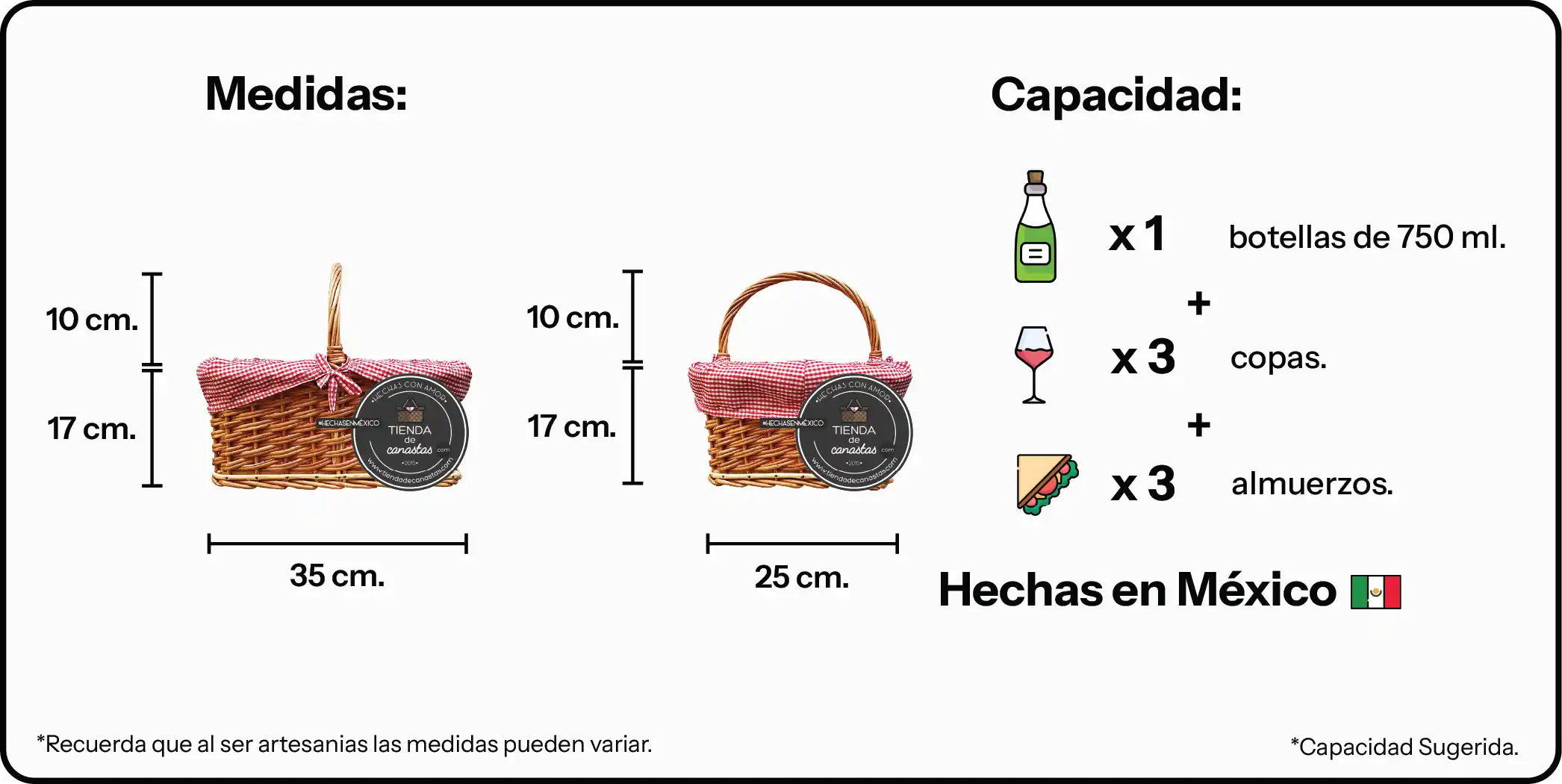 Medidas Canasta Daisy Mediana x Tienda de Canastas