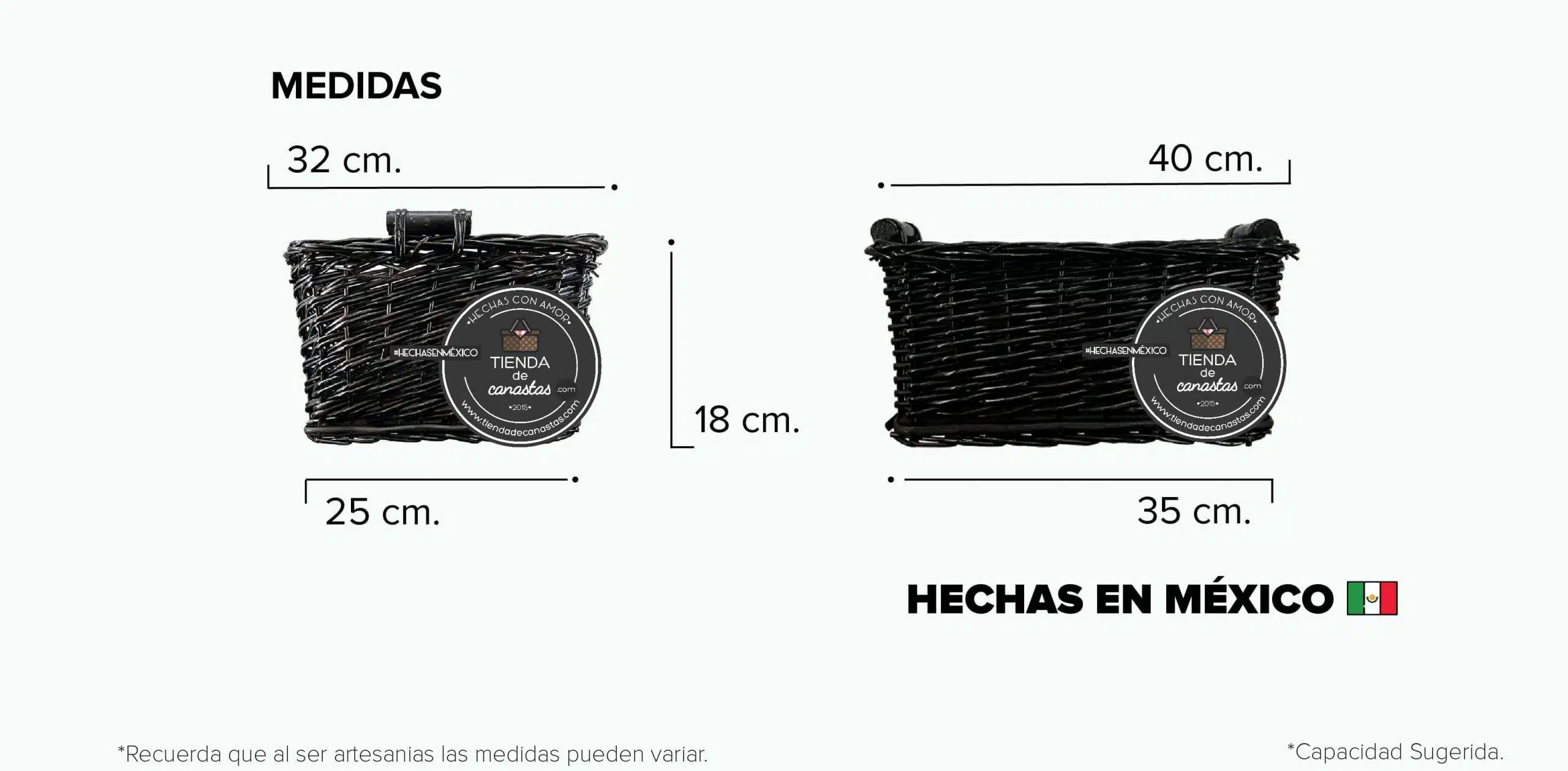 Medidas Cajón de Vara Portuguesa Grande Noir x Tienda de Canastas