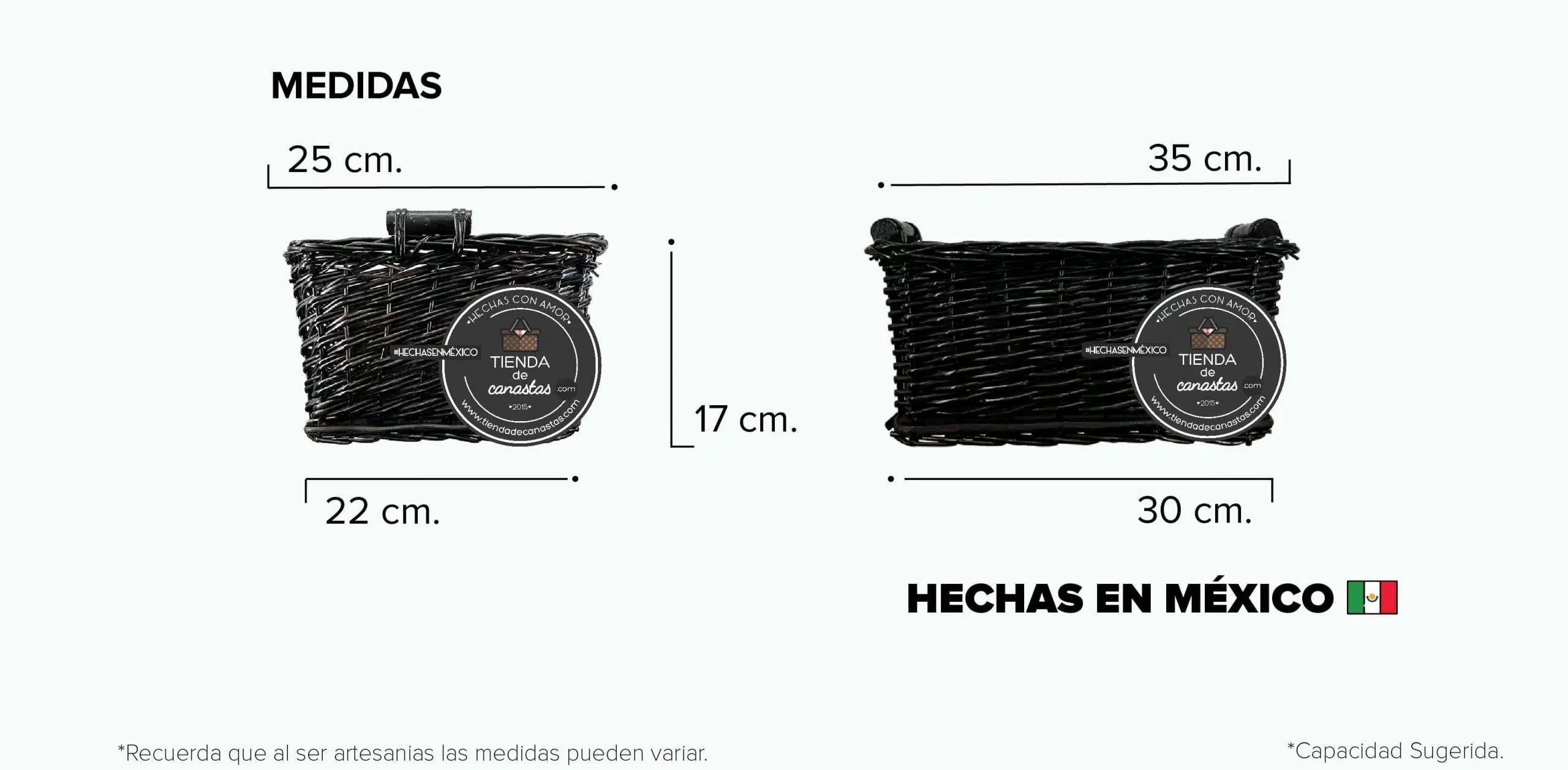 Medidas Cajón de Vara Portuguesa Noir Mediano x Tienda de Canastas