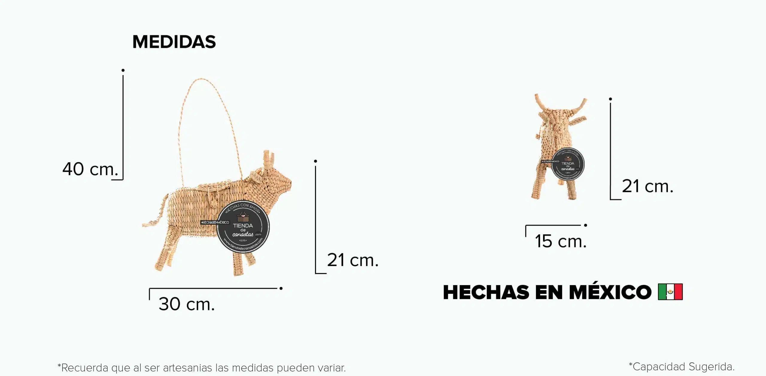 Medidas Bolsa Animaux Toro x Tienda de Canastas