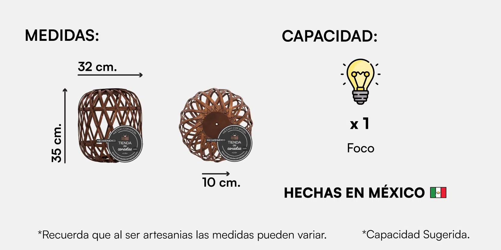 Medida Lámpara Nativa Rombo Mediana.
