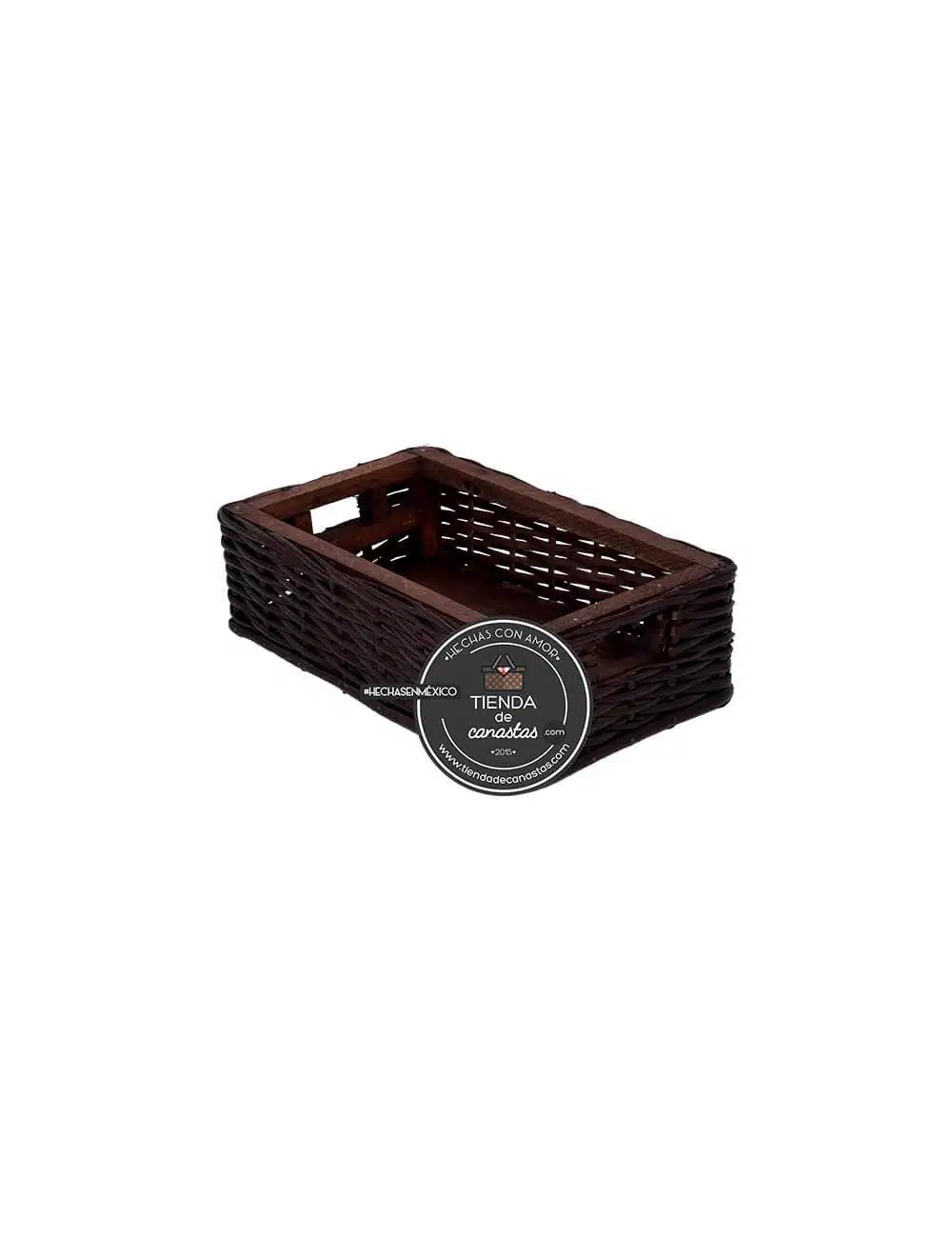 Cajón Rectangular Chocolate Chico x Tienda de Canastas