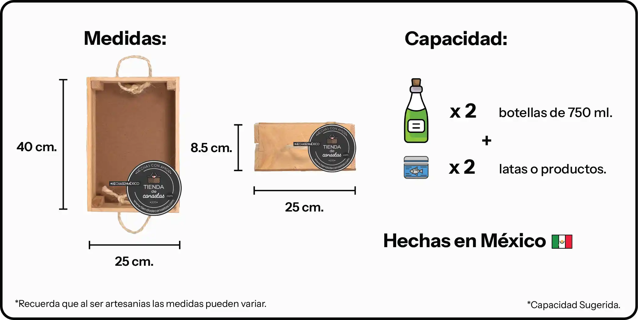 Medidas Huacal Soga Grande x Tienda de Canastas