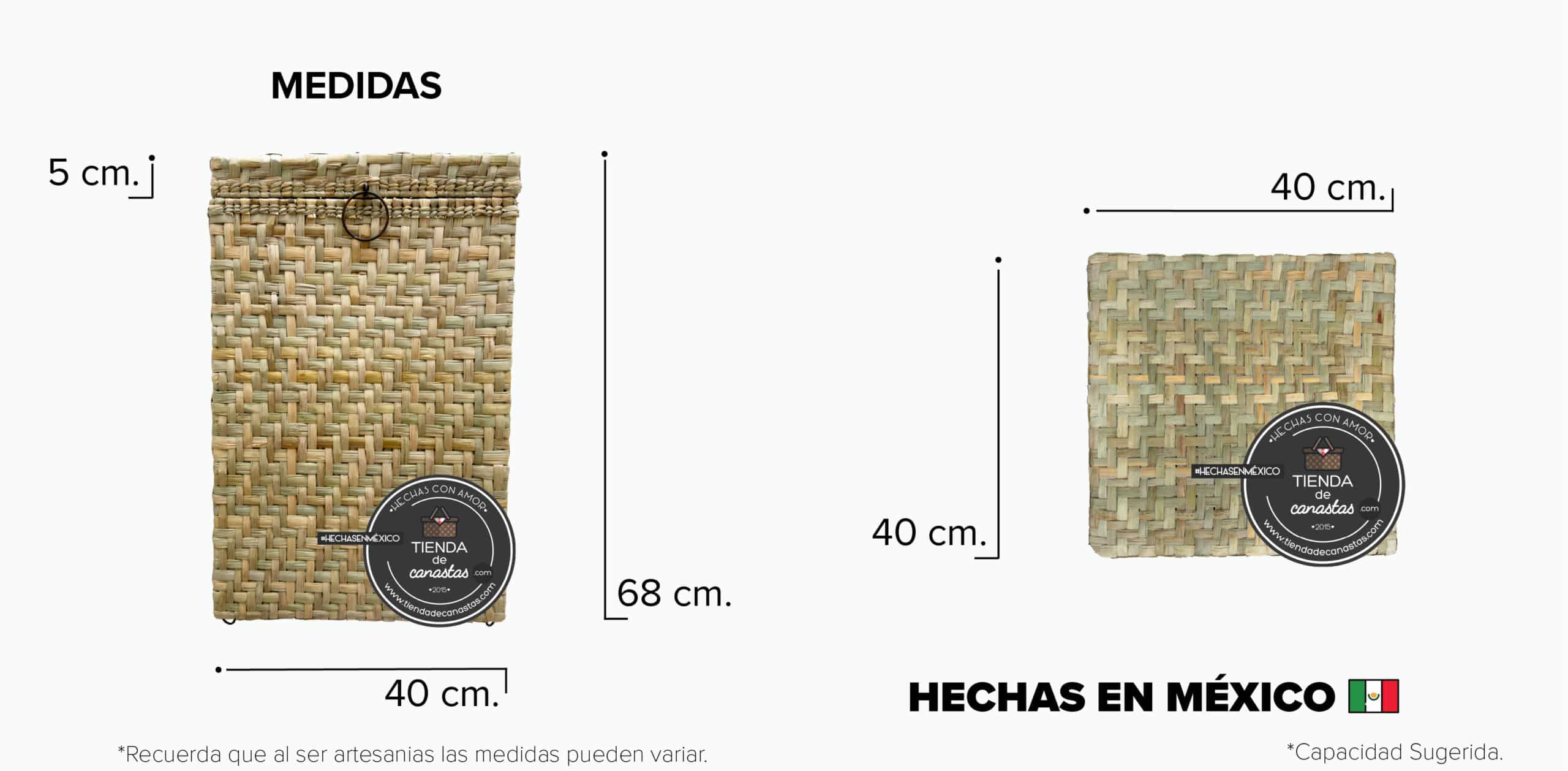 Medidas Bote de Tule Cuadrado x Tienda de Canastas