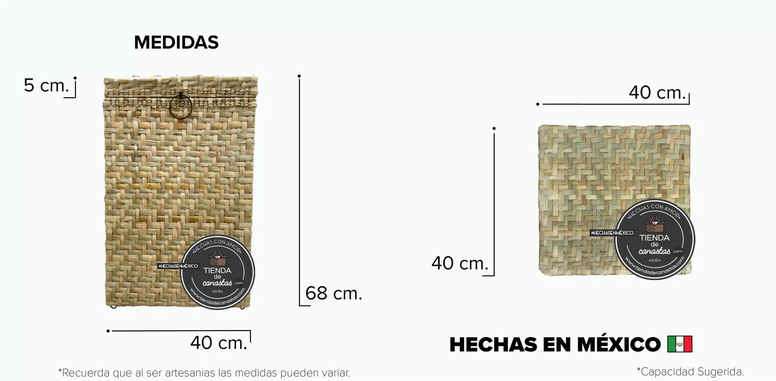 Medidas Bote de Tule Cuadrado x Tienda de Canastas